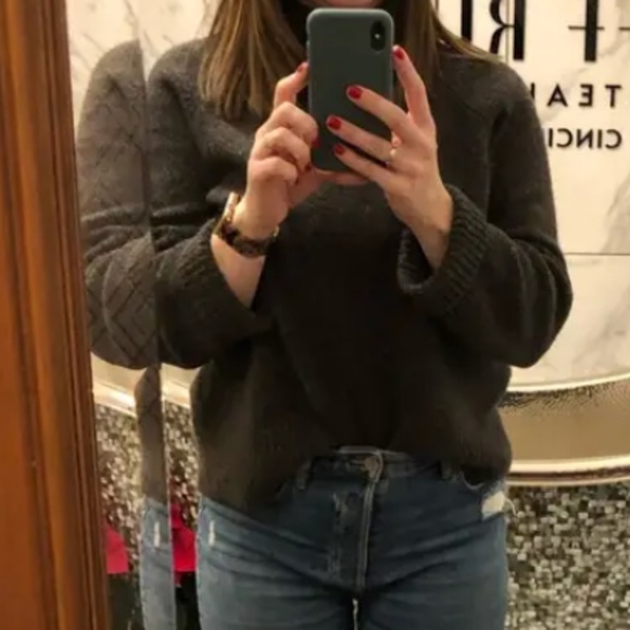 VINCE 100% Cashmere Mock Turtleneck Sweater Donegal Gray Brown Small - Picture 9 of 12